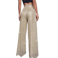 Ladies Solid Glitter Sequin Wide Leg Pants R9175 - SWEETKAMA