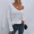 Ladies Solid Long Sleeves V-Neck Hollow Out Top T8044 - SWEETKAMA