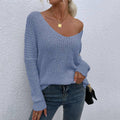 Ladies Solid Long Sleeves V-Neck Hollow Out Top T8044 - SWEETKAMA