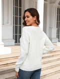 Ladies Solid Long Sleeves V-Neck Sweater T9240 - SWEETKAMA