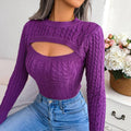 Ladies Solid Round Neck Long Sleeves Close Top 1825 - SWEETKAMA