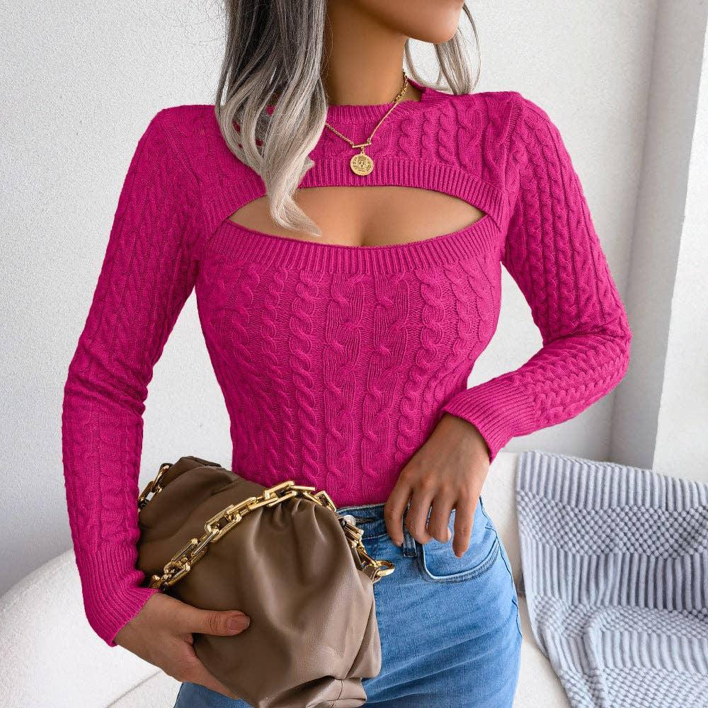 Ladies Solid Round Neck Long Sleeves Close Top 1825 - SWEETKAMA