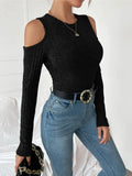 Ladies Solid Round Neck Off Shoulder Tight Top G1039 - SWEETKAMA