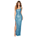 Ladies Solid Sequin Sleeveless Long Halter Dress R9121 - SWEETKAMA