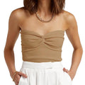 Ladies Solid Sleeveless No Collar Crop Top YL2317 - SWEETKAMA