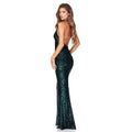 Ladies Sparkle Sequin Halter Slim Maxi Dress R9162 - SWEETKAMA