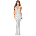 Ladies Sparkle Sequin Halter Slim Maxi Dress R9162 - SWEETKAMA