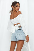 Ladies Square Collar Off Shoulder Daily Short Top GSCB - SWEETKAMA