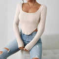 Ladies Square Neck Ribbed Knit Tee 5002# - SWEETKAMA