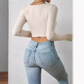 Ladies Square Neck Ribbed Knit Tee 5002# - SWEETKAMA