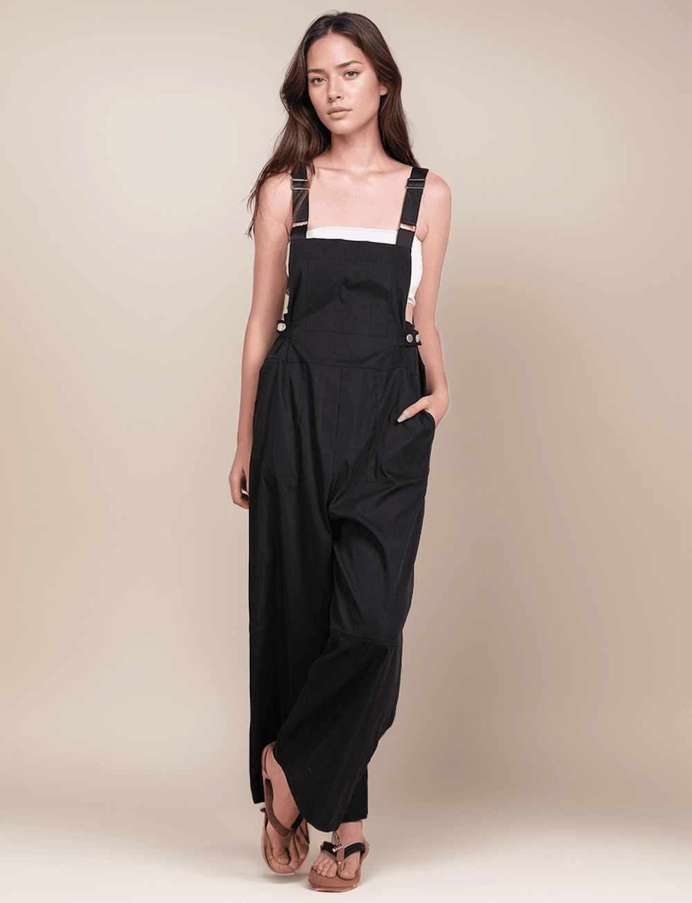 Ladies Strap Shoulder Black Jumpsuit SKJ445 - SWEETKAMA