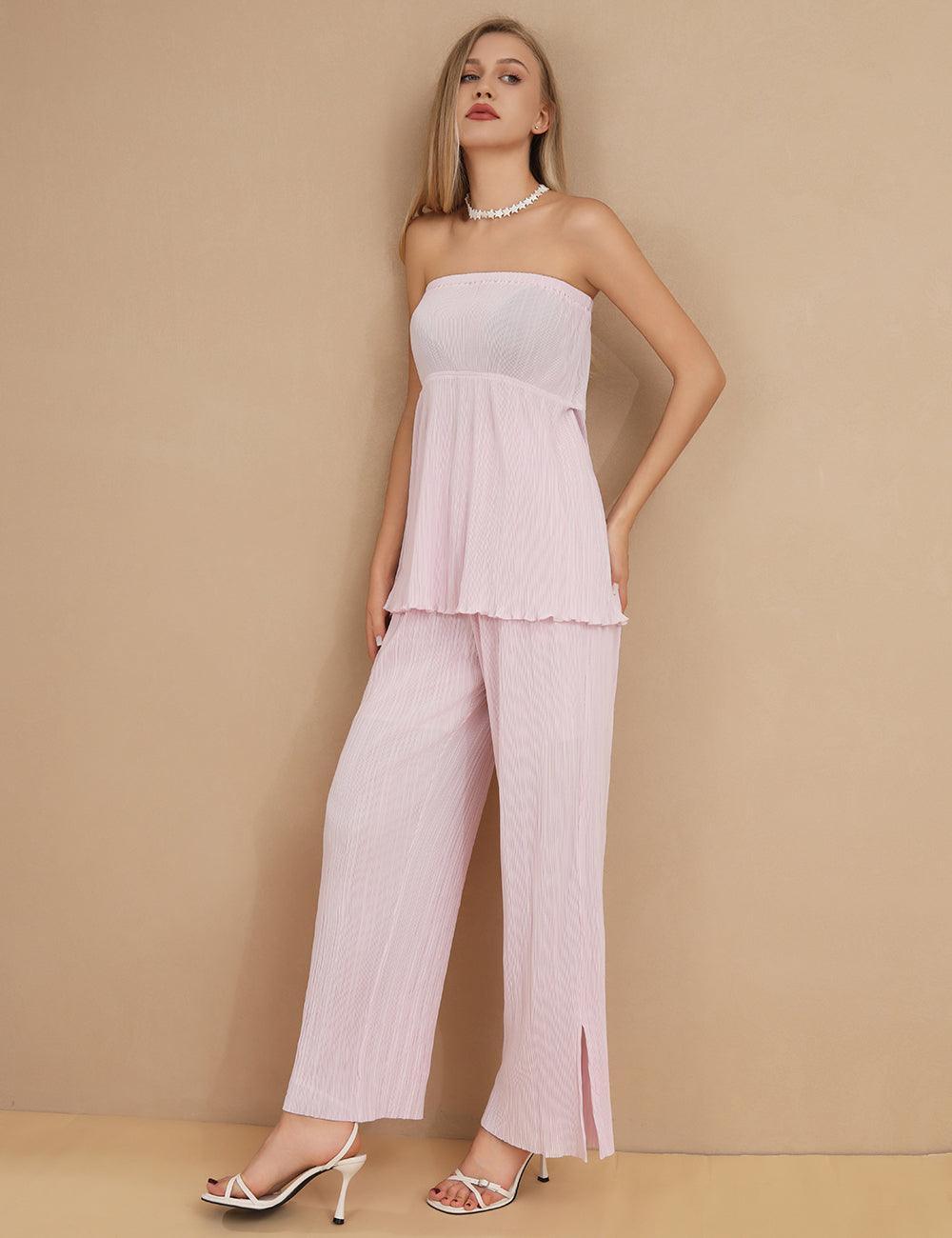 Ladies Strapless Flowy Top And Pants Sets SKST423 - SWEETKAMA