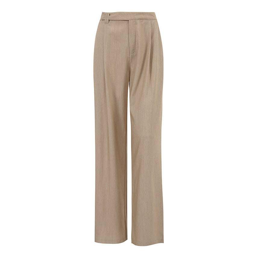 Ladies Stright Leg High Waist Loose Casual Pants C-K6021 - SWEETKAMA