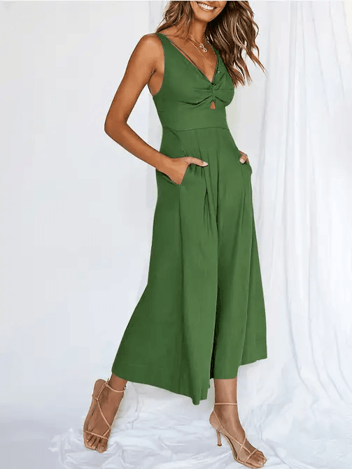 Ladies String Shoulder Overall Sleeveless Jumpsuit 2387# - SWEETKAMA