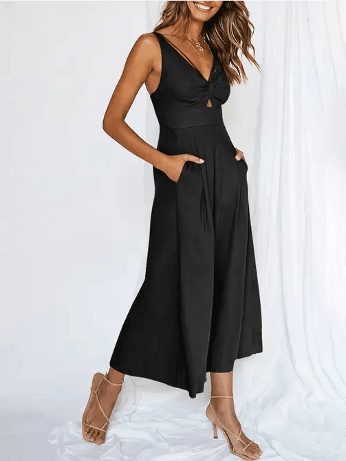 Ladies String Shoulder Overall Sleeveless Jumpsuit 2387# - SWEETKAMA