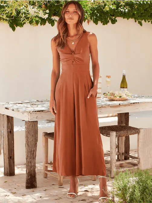 Ladies String Shoulder Overall Sleeveless Jumpsuit 2387# - SWEETKAMA