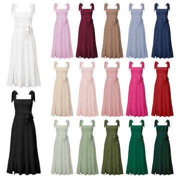 Ladies String Tie Daily Long Dress GQOQ001 - SWEETKAMA