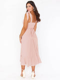 Ladies String Tie Daily Long Dress GQOQ001 - SWEETKAMA