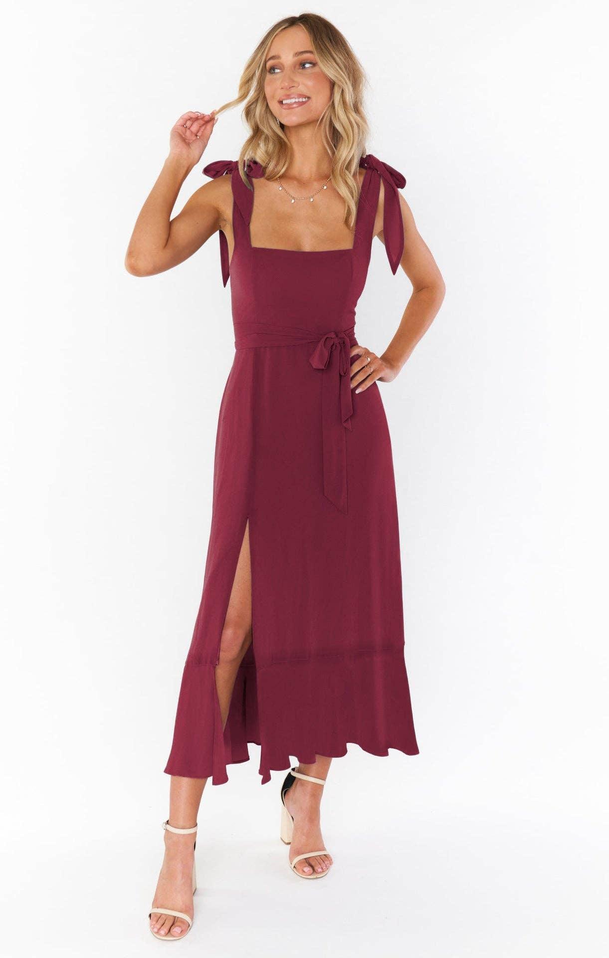 Ladies String Tie Daily Long Dress GQOQ001 - SWEETKAMA