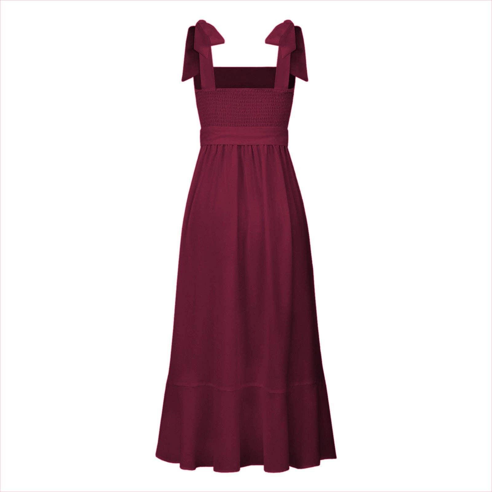 Ladies String Tie Daily Long Dress GQOQ001 - SWEETKAMA