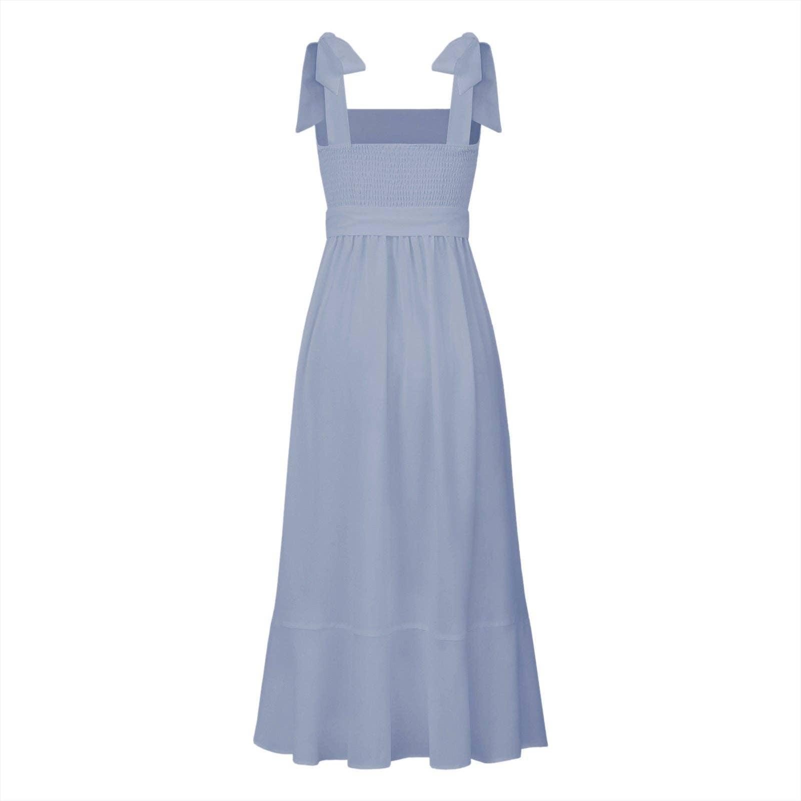 Ladies String Tie Daily Long Dress GQOQ001 - SWEETKAMA