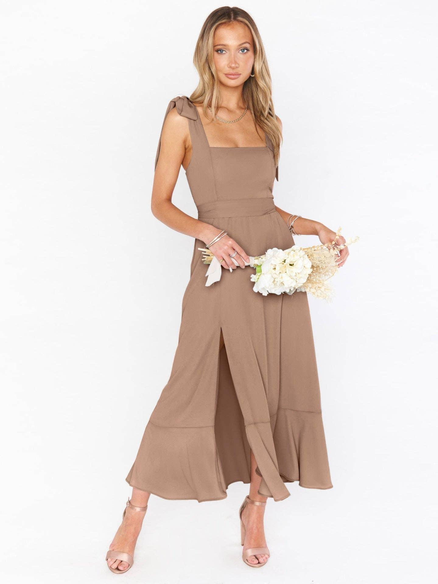 Ladies String Tie Daily Long Dress GQOQ001 - SWEETKAMA