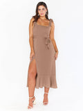 Ladies String Tie Daily Long Dress GQOQ001 - SWEETKAMA