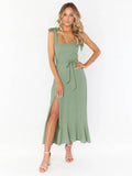 Ladies String Tie Daily Long Dress GQOQ001 - SWEETKAMA