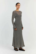 Ladies Stripe Hollow Out String Tie Long Dress 5510# - SWEETKAMA