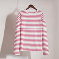 Ladies Stripe Long Sleeves Crew Neck Tee TX0016 - SWEETKAMA