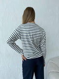 Ladies Stripe Long Sleeves Crew Neck Tee TX0016 - SWEETKAMA