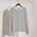 Ladies Stripe Long Sleeves Crew Neck Tee TX0016 - SWEETKAMA