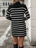 Ladies Stripe Mock Neck Sweater Dress E2380 - SWEETKAMA