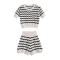 Ladies Striped Knit Top And Shorts Set G8806 - SWEETKAMA