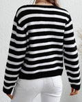 Ladies Striped Pattern Botton Knit Cardigan E2268 - SWEETKAMA