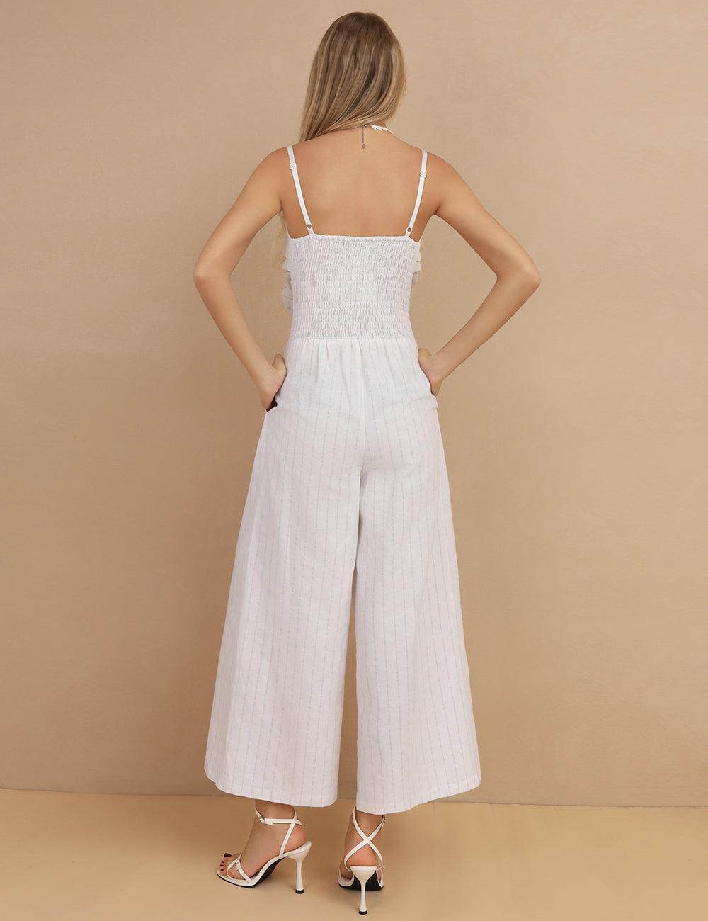 Ladies Striped Tie-Front Jumpsuit SKJ427 - SWEETKAMA