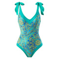 Ladies Tie Shoulder One Piece Swimsuit with Cover Up Y16-29 - SWEETKAMA