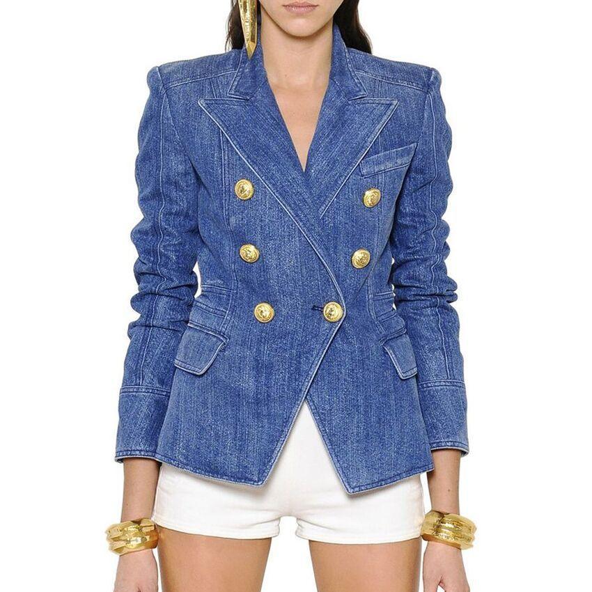 Ladies Trendy Golden Botton Denim Blazer 20016 - SWEETKAMA