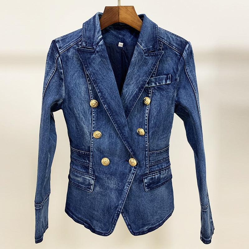 Ladies Trendy Golden Botton Denim Blazer 20016 - SWEETKAMA