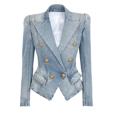 Ladies Trendy Jacket Golden Botton Denim Blazer 20026 - SWEETKAMA