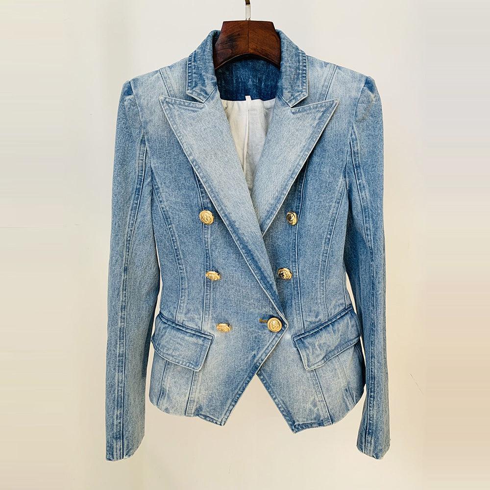 Ladies Trendy Jacket Golden Botton Denim Blazer 20026 - SWEETKAMA