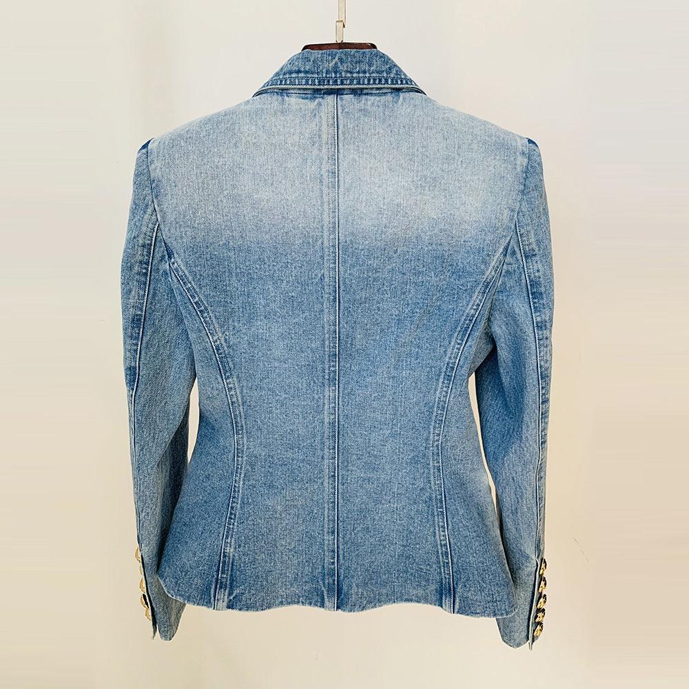 Ladies Trendy Jacket Golden Botton Denim Blazer 20026 - SWEETKAMA