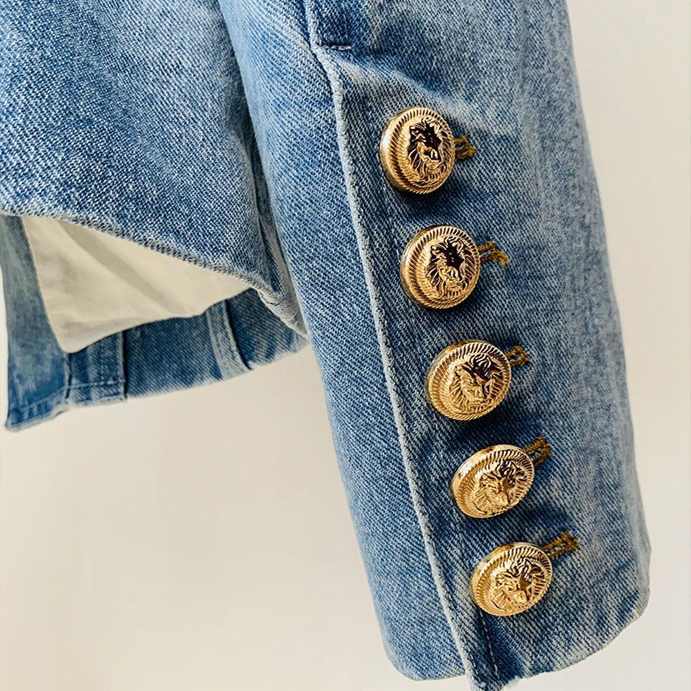 Ladies Trendy Jacket Golden Botton Denim Blazer 20026 - SWEETKAMA