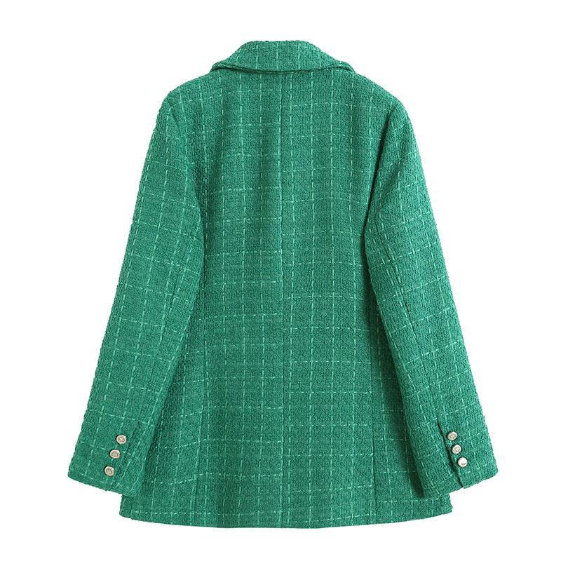 Ladies Tweed Blazers Turndown Collar Suit Coat K2 - SWEETKAMA