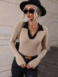 Ladies V-Neck Daily Loose Sweater E2282 - SWEETKAMA