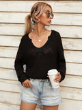 Ladies V Neck Long Sleeves Knit Sweater E2117 - SWEETKAMA