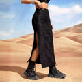 Ladies Water Ripple Textured Slit Skirt 5059# - SWEETKAMA