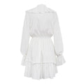 Ladies White Deep V-neck Ruffle Mini Dress SKX3689 - SWEETKAMA