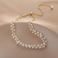 Ladies White Pearl Golden Balls Necklace SKAJ034 - SWEETKAMA