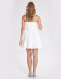 Ladies White Ruched Spaghetti Strap Mini Dress SKD341 - SWEETKAMA